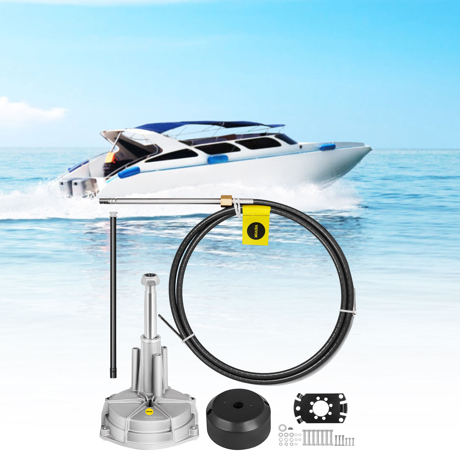 VEVOR Boat Rotary Steering System Outboard Kit 10-16FT Boat Cable w/13.5" Wheel - Picture 70 of 134