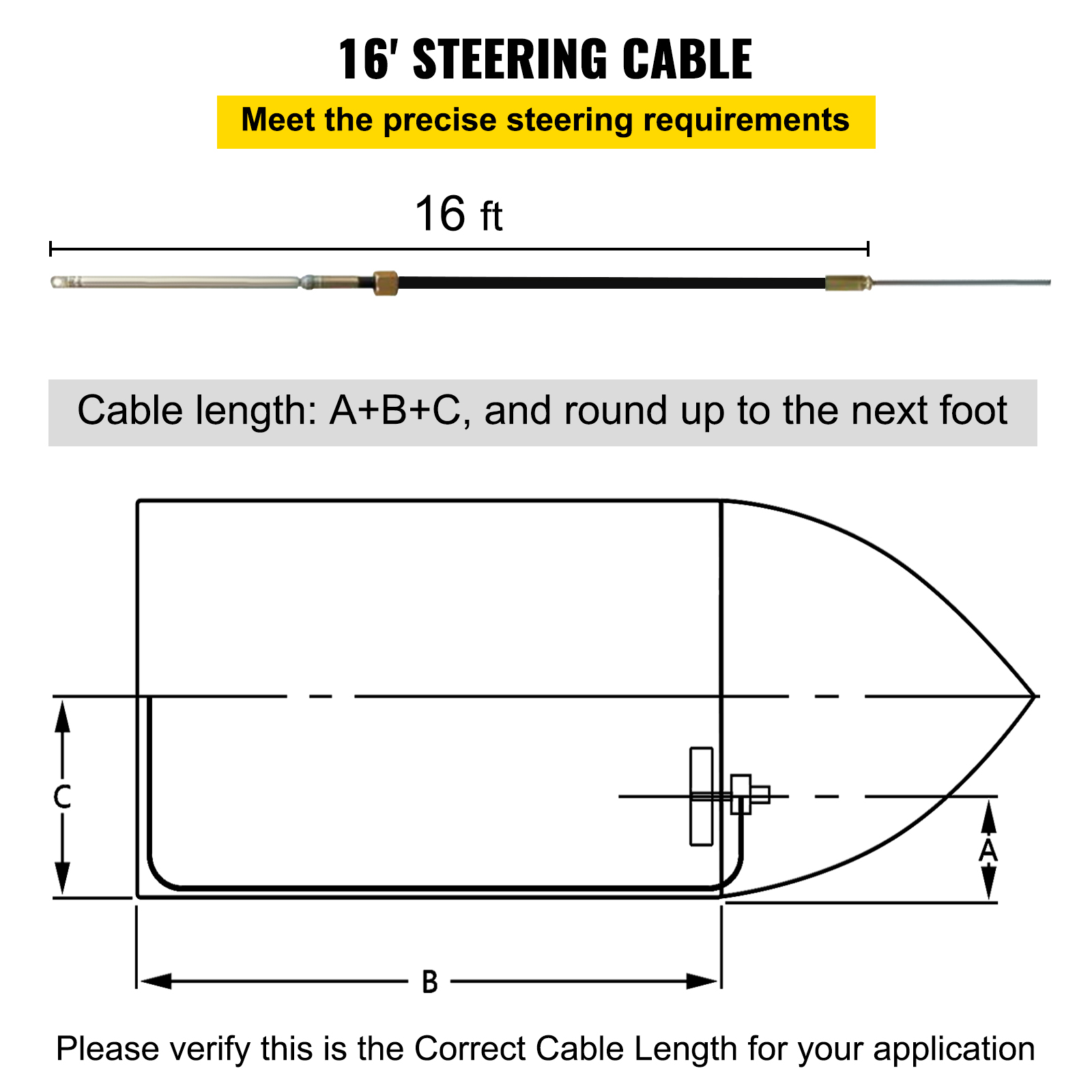 VEVOR Boat Rotary Steering System Outboard Kit 10-16FT Boat Cable w/13.5" Wheel - Picture 101 of 134