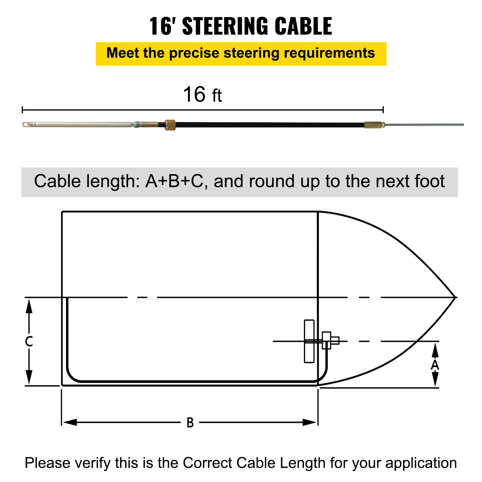 VEVOR Boat Rotary Steering System Outboard Kit 10-16FT Boat Cable w/13.5" Wheel - Picture 125 of 134