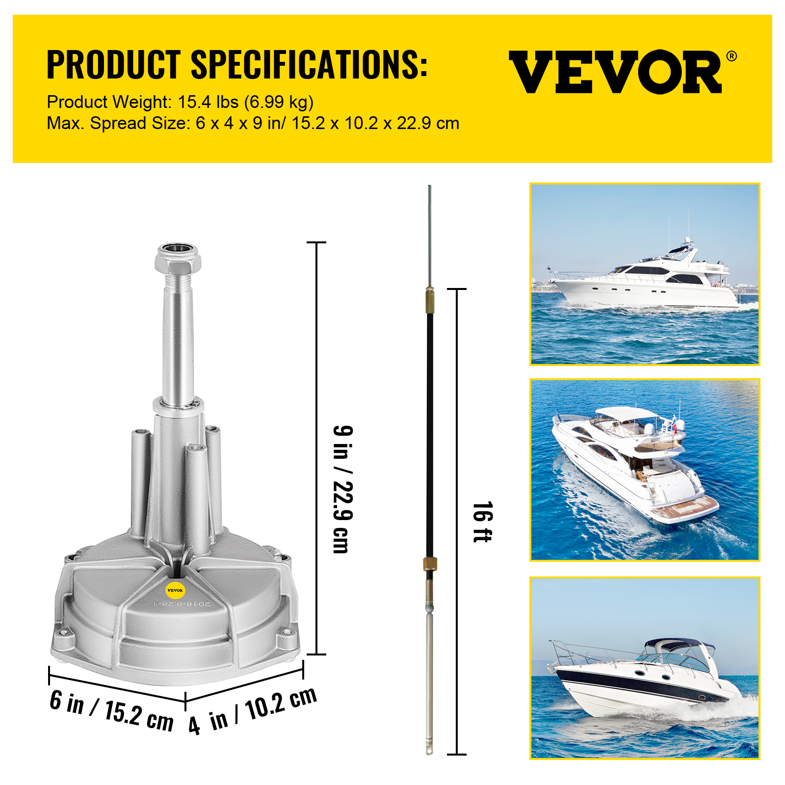 VEVOR Boat Rotary Steering System Outboard Kit 10-16FT Boat Cable w/13.5" Wheel - Picture 129 of 134