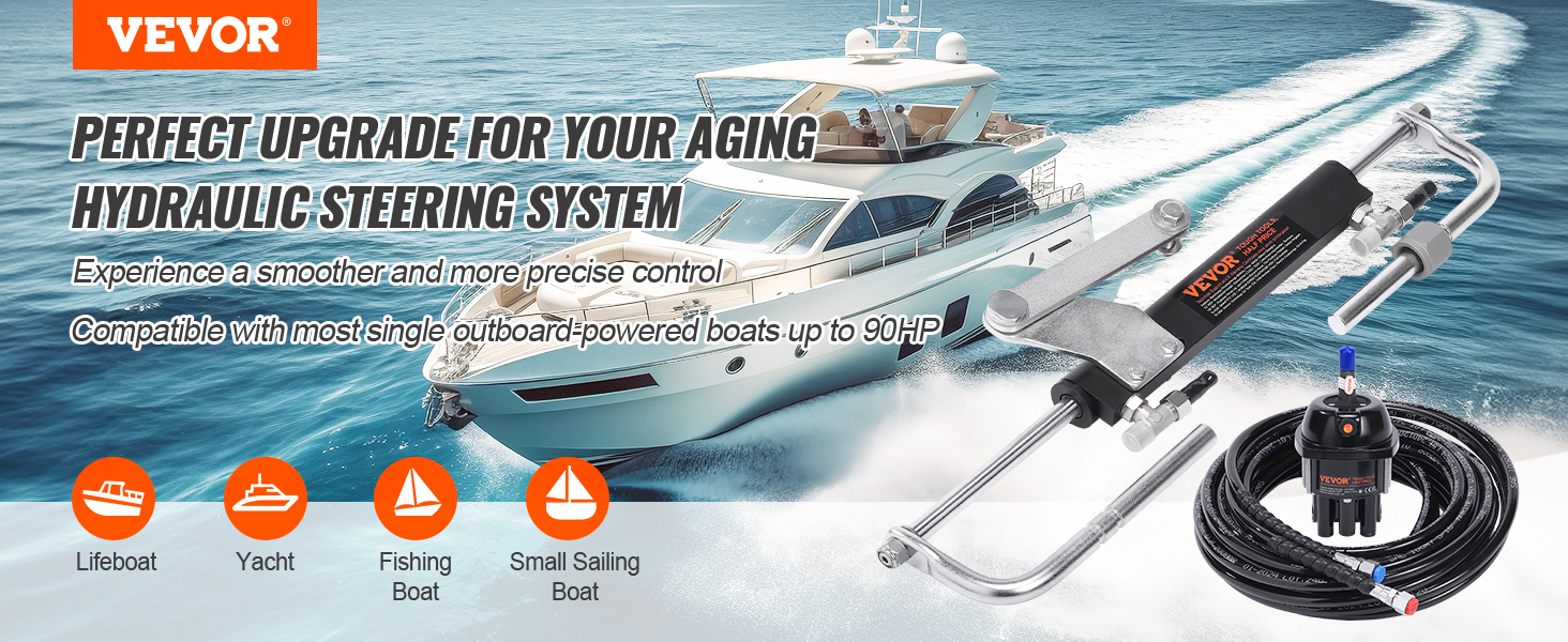Boat Steering System, 90HP, with Helm Pump