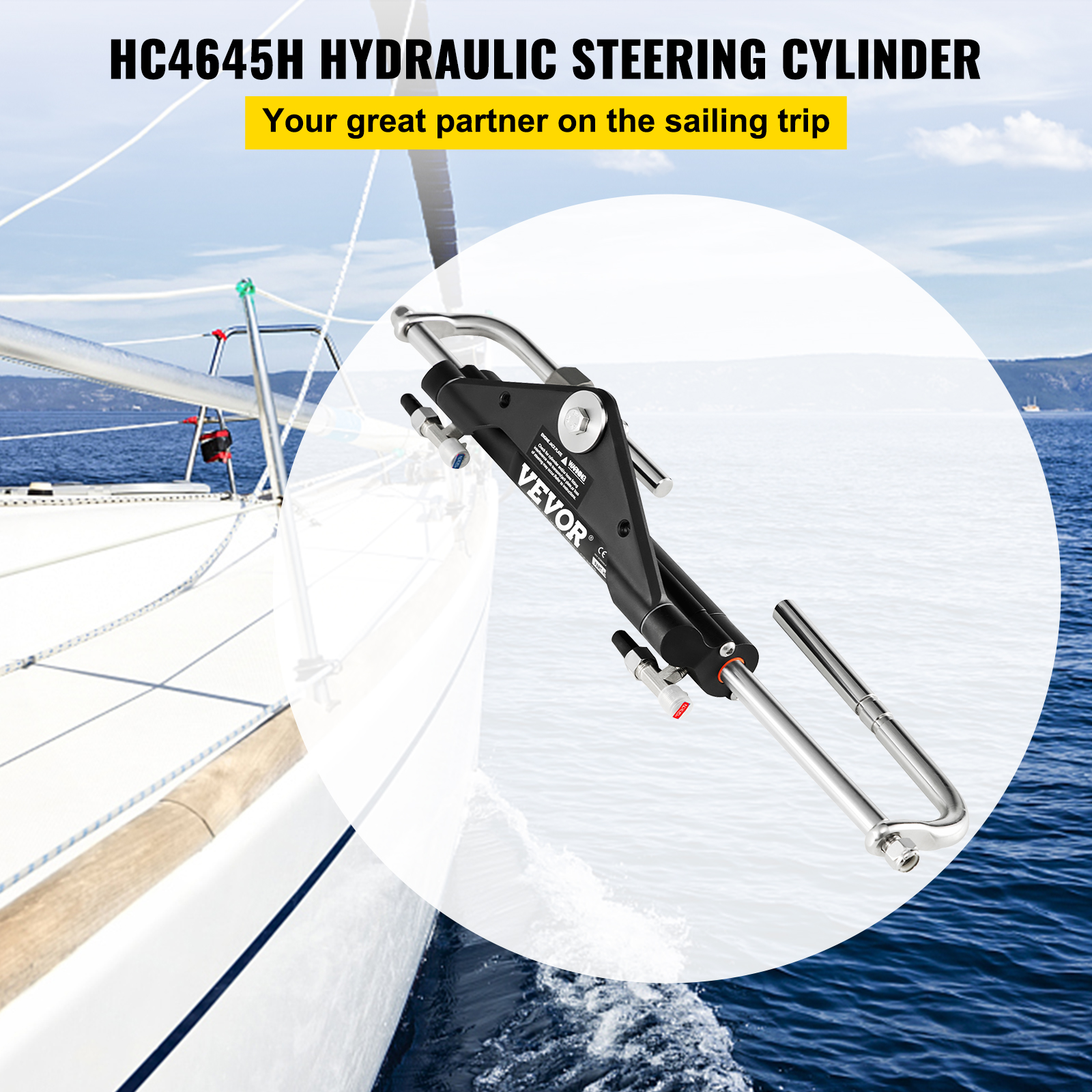 VEVOR Hydraulic Outboard Boat Steering Kit 10-24''Hoses 300HP Helm Pump Cylinder - Picture 28 of 158