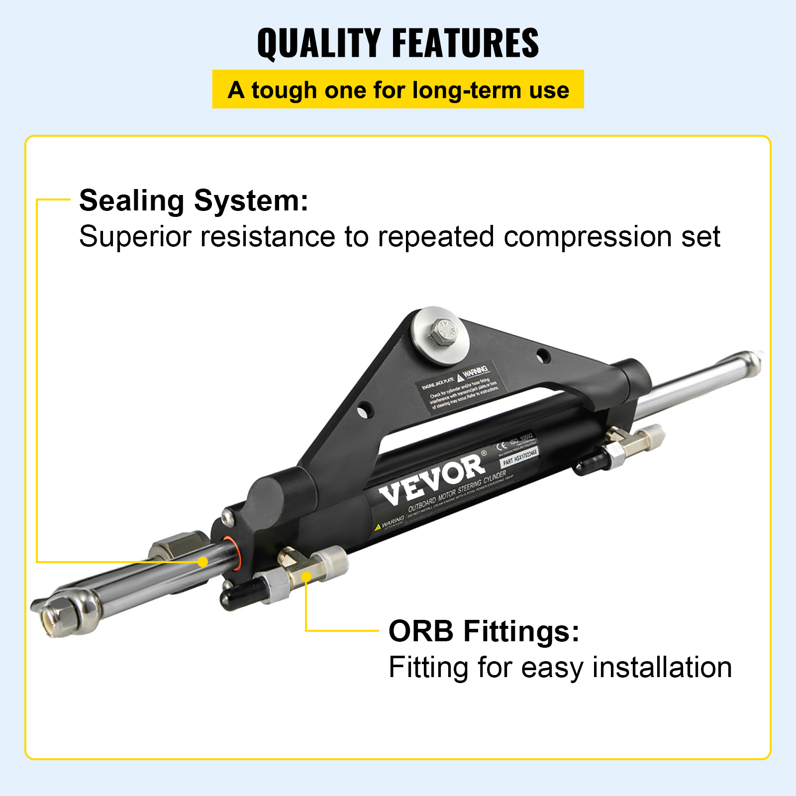 VEVOR Hydraulic Outboard Boat Steering Kit 10-24''Hoses 300HP Helm Pump Cylinder - Picture 31 of 158