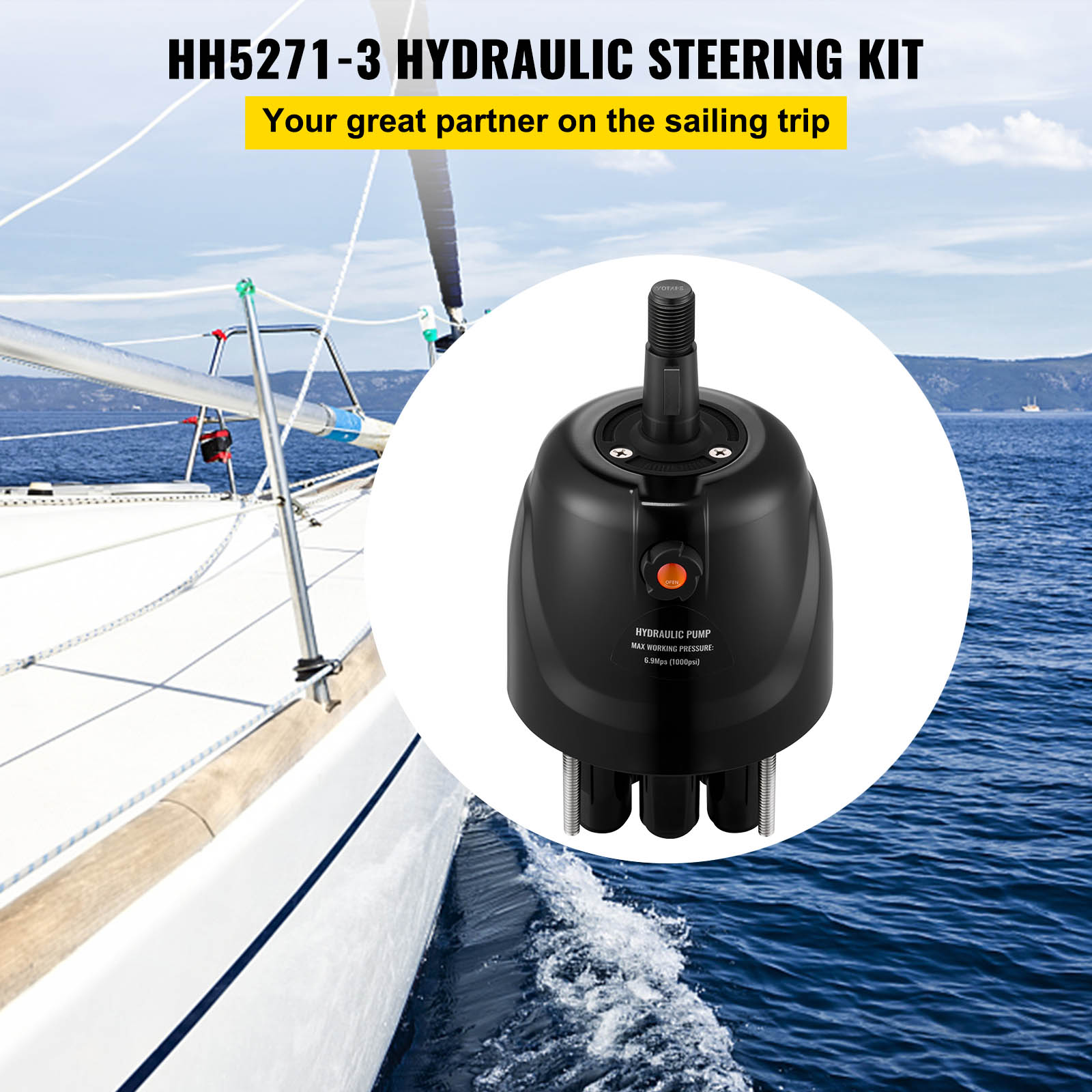 VEVOR Hydraulic Outboard Boat Steering Kit 10-24''Hoses 300HP Helm Pump Cylinder - Picture 40 of 158