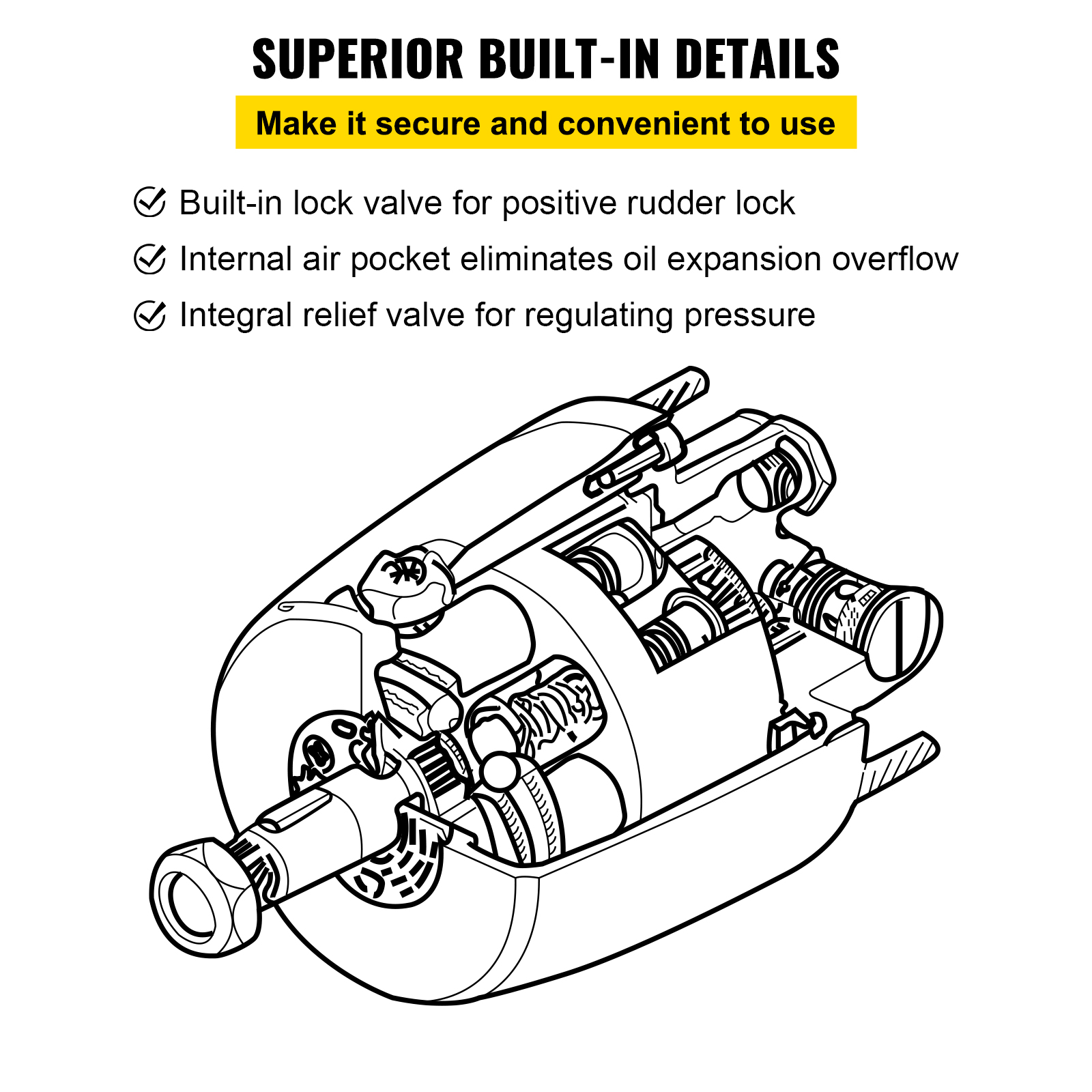 VEVOR Hydraulic Outboard Boat Steering Kit 10-24''Hoses 300HP Helm Pump Cylinder - Picture 43 of 158