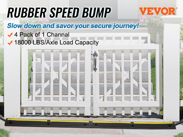 VEVOR 4 PCs 39'' Cable Protector Ramp 18000 lbs Speed Bump Floor Cable  Protector
