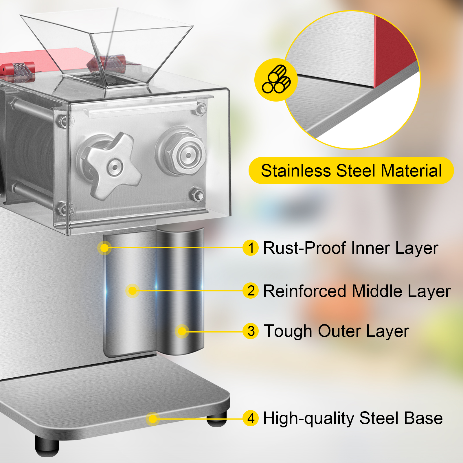 BENTISM Commercial Meat, Cutting Machine Meat Slicer, 551 lbs/h Meat Cutter  Machine 850W