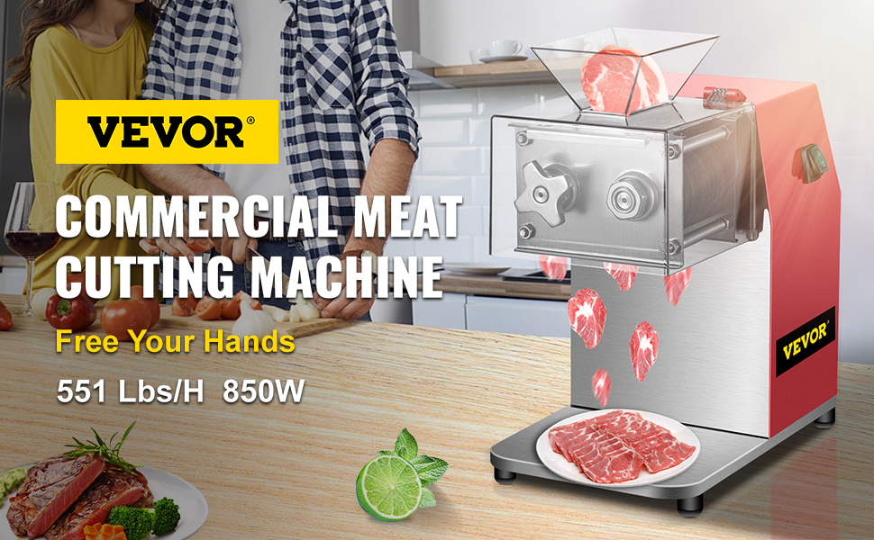 VEVOR Meat Cutting Machine Electric Meat Cutter Slicer Dicer 500KG/H 3mm Blade 