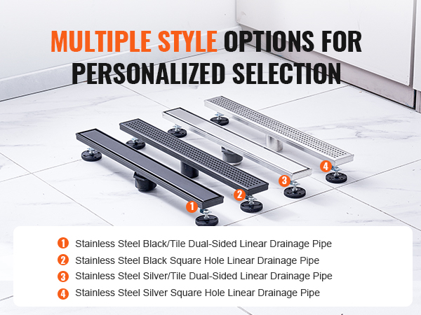 VEVOR 24Inch Linear Shower Drain Offset with Tile Insert Cover,Brushed ...