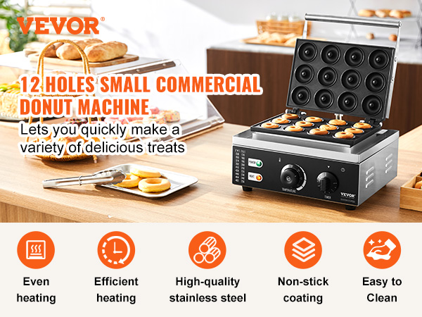 Saver Prices VEVOR Electric Donut Maker, 9 Holes Commercial Donut Machine, 2000W