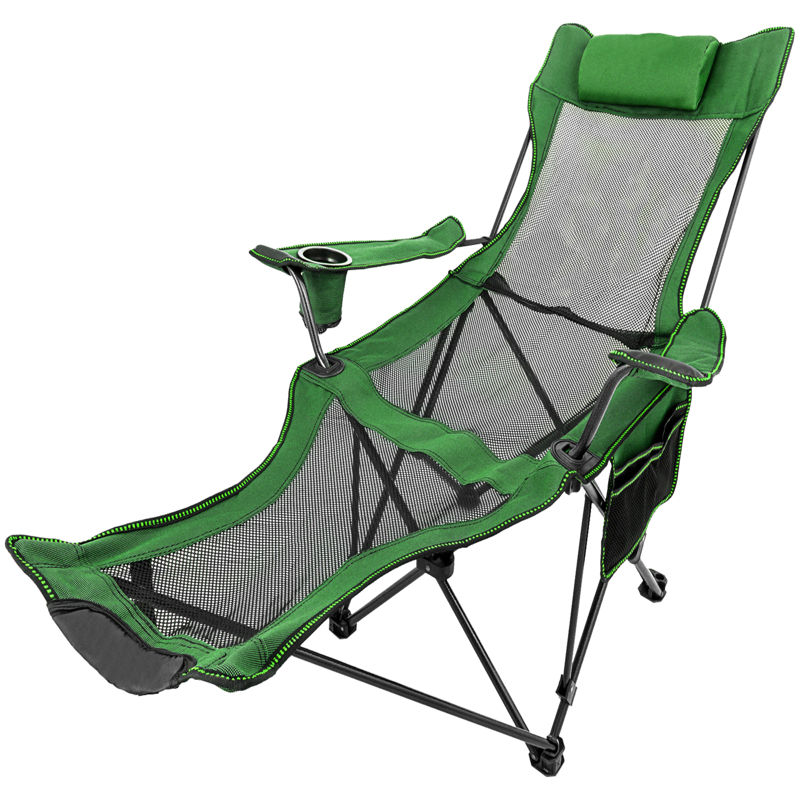 thumbnail image 2 of REDCAMP 2-in-1 Folding Camp Chair With Removable Footrest - Reclining Mesh Chair With Cup Holder & Side Pocket 2 of 12