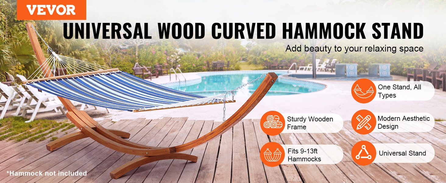 Wooden Hammock Stand 475 lbs Capacity Hammock Frame Fits 9-13 ft