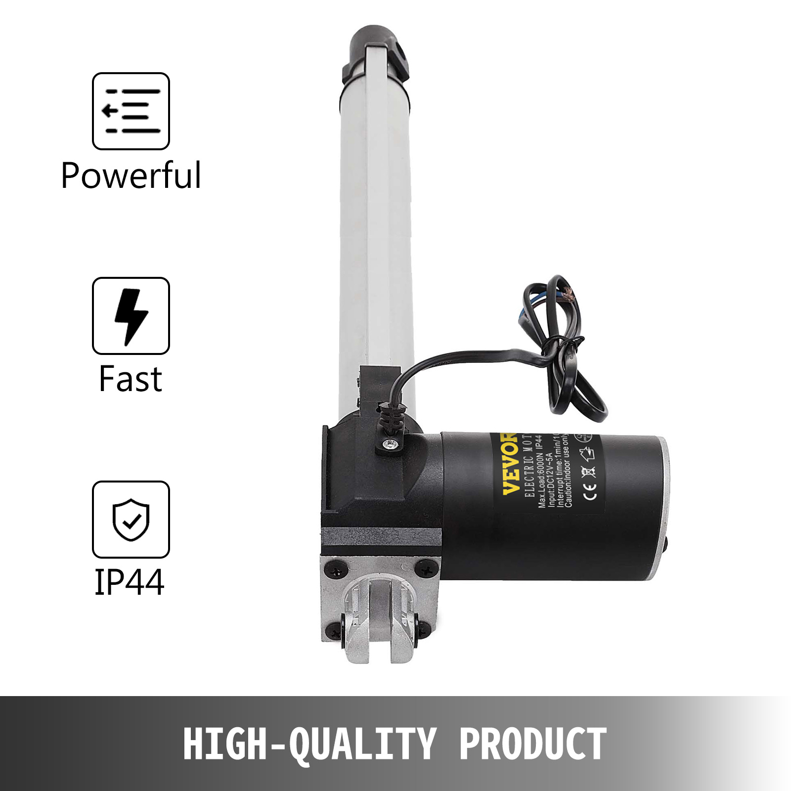 VEVOR VEVOR 400mm DC 12V Linear Actuators Electric Motor Stroke Heavy Duty  Linear Actuator 5 mm/s Travel Speed 6000N Max Lift Stroke Linear Actuator  Stroke with Mounting Brackets