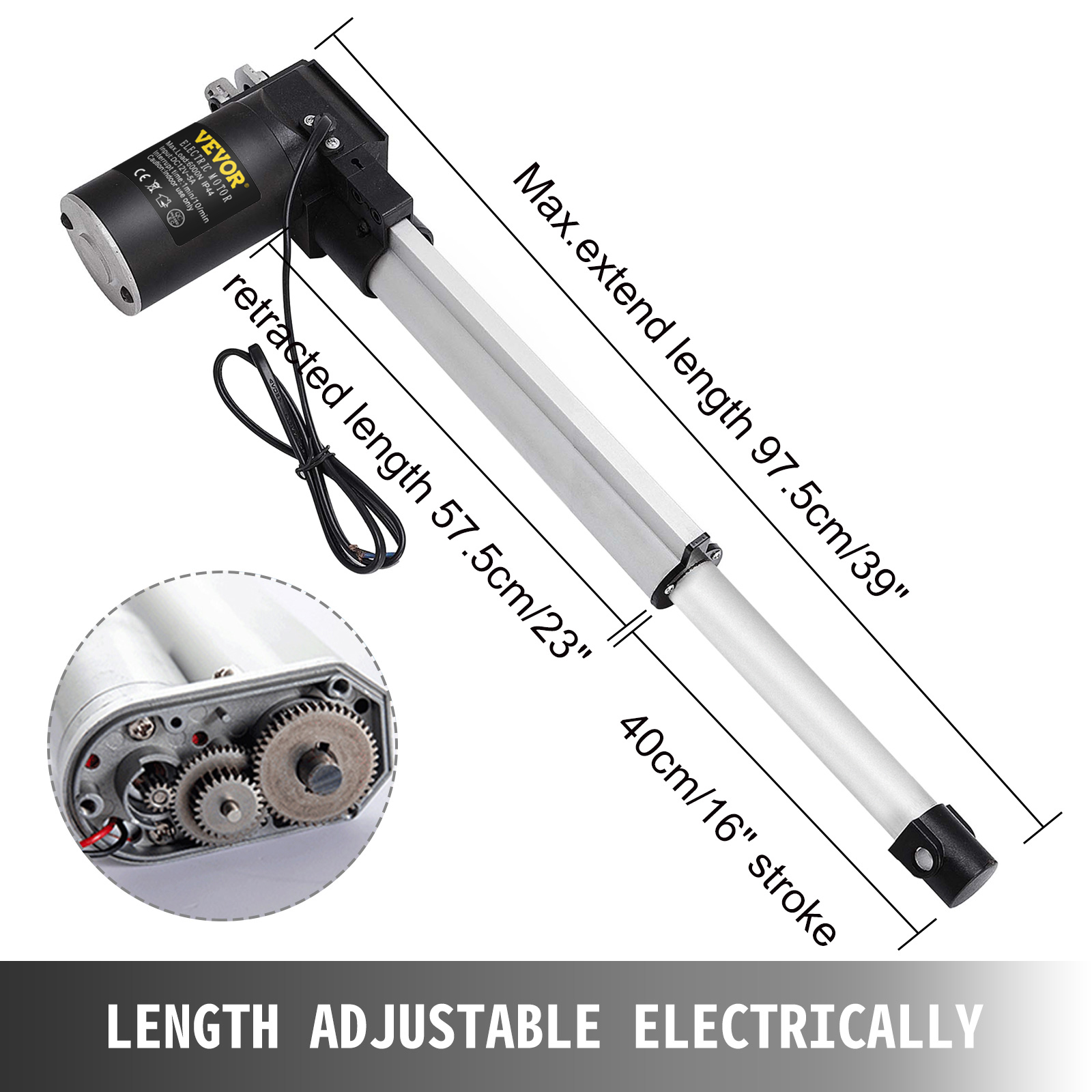 4" 6000N Electric Linear Actuator 1320 Pound Max Lift Heavy Duty 12V DC Motor CL 