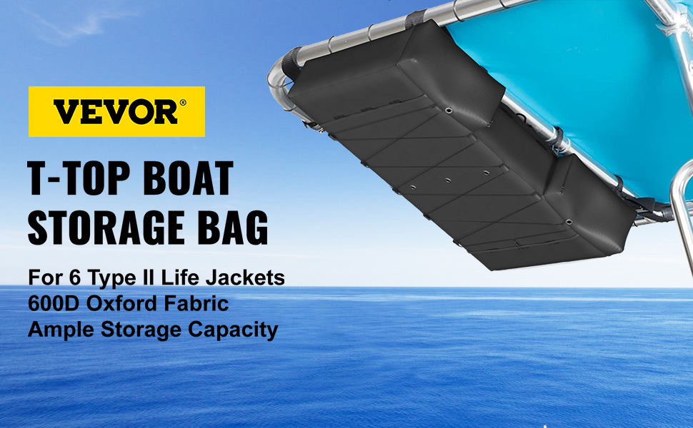 VEVOR T-Top Storage Bag, for 6 Type II Life Jackets, w/ a Boat Trash Bag