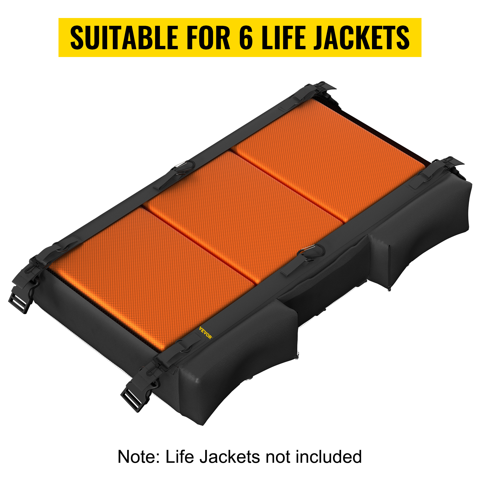 Holds up to 6 Type II Life Jackets Black Fasrom T-top Storage Bag for Boat Life Jackets NOT Includes Life Jackets 