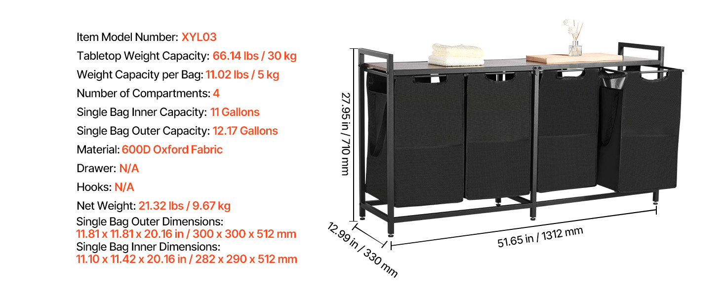 4 compartment laundry sorter