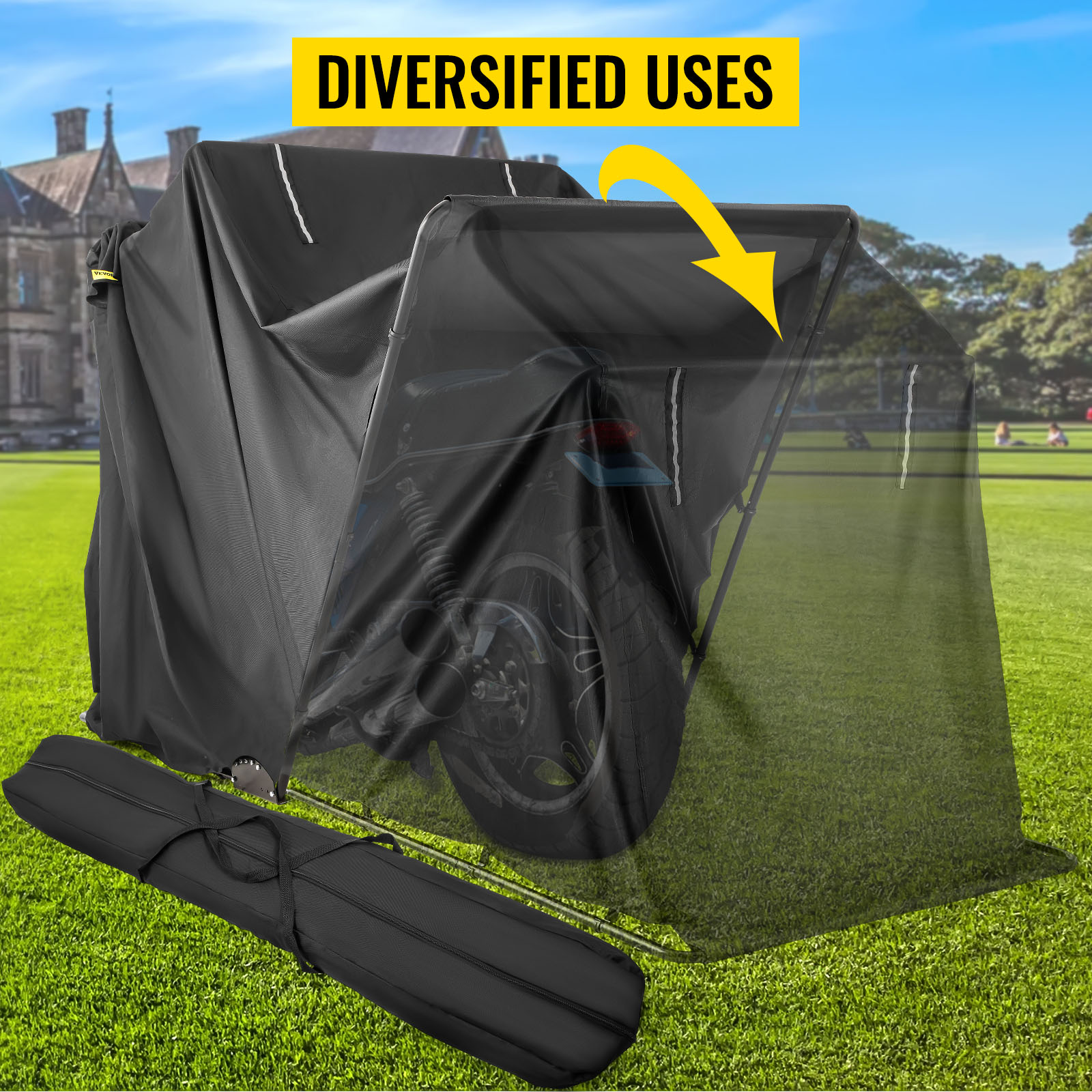VEVOR Motorcycle Shelter, Waterproof Motorcycle Cover, Heavy Duty  Motorcycle Shelter Shed, 600D Oxford Motorbike Shed Anti-UV,  106.3\