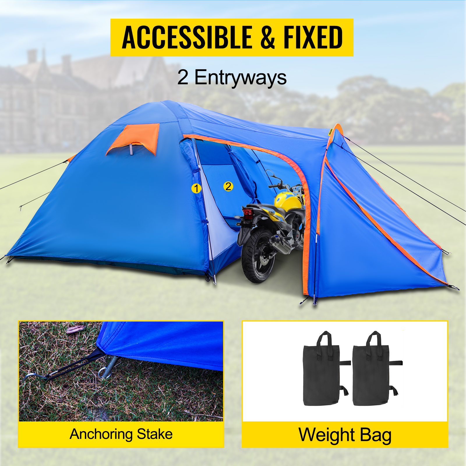 VEVOR Tente de Camping pour Moto 405x215x170 cm Tente Moto et