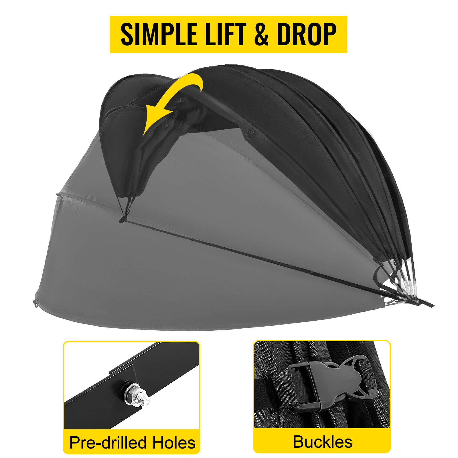VEVOR Waterproof Motorcycle Cover, Motorcycle Shelter, Heavy Duty  Motorcycle Shelter Shed, 600D Oxford Material Motorbike Shed Anti-UV, Black  Shelter Storage Garage Tent Dome Shape with Carry Bag VEVOR US