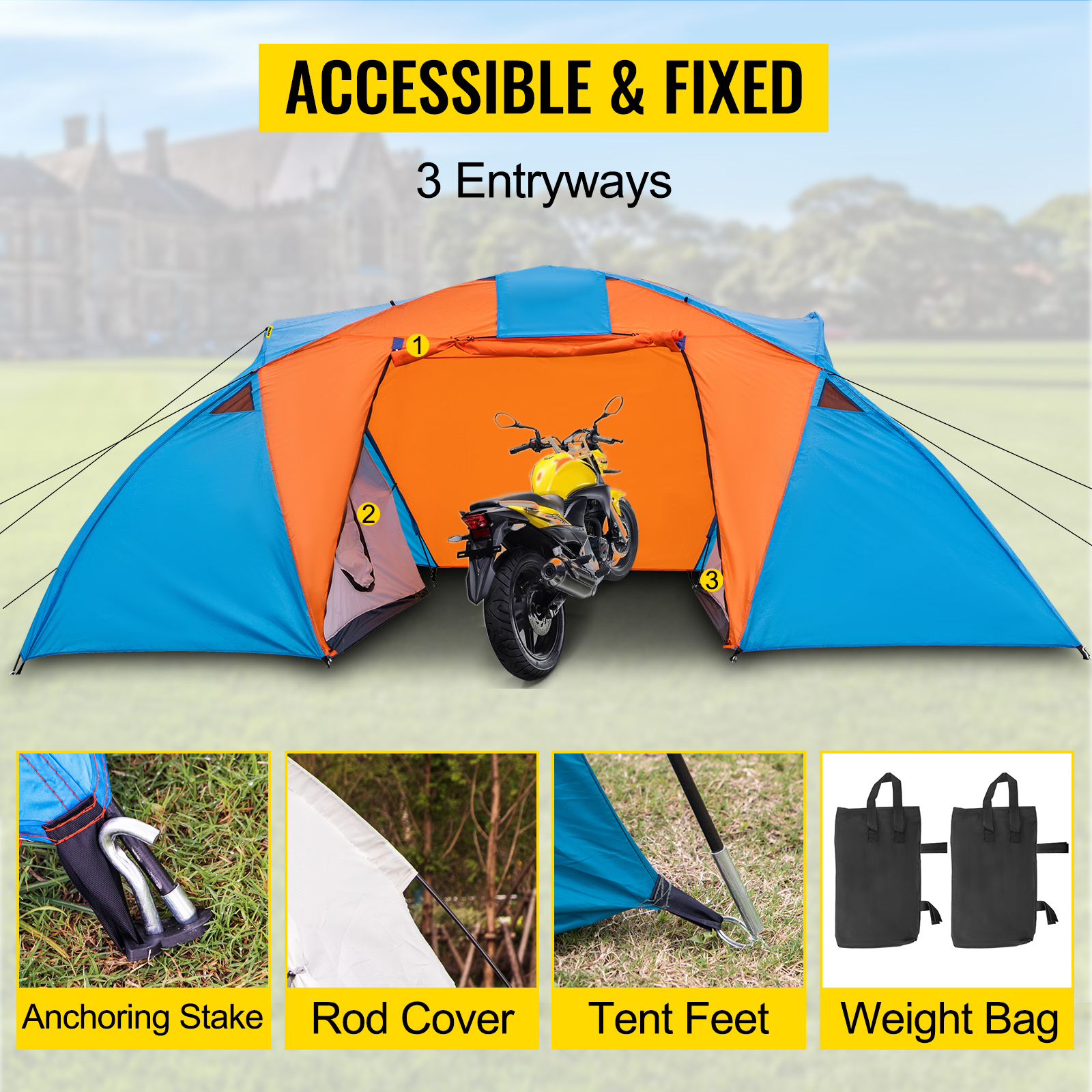 VEVOR Motorcycle Camping Tent, 34 Person Motorcycle Tent for Camping