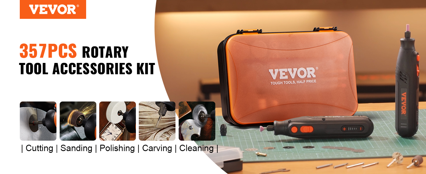 VEVOR Kit d'Accessoires pour Outils Rotatifs 357PCS Sculpter Poncer Couper  Polir