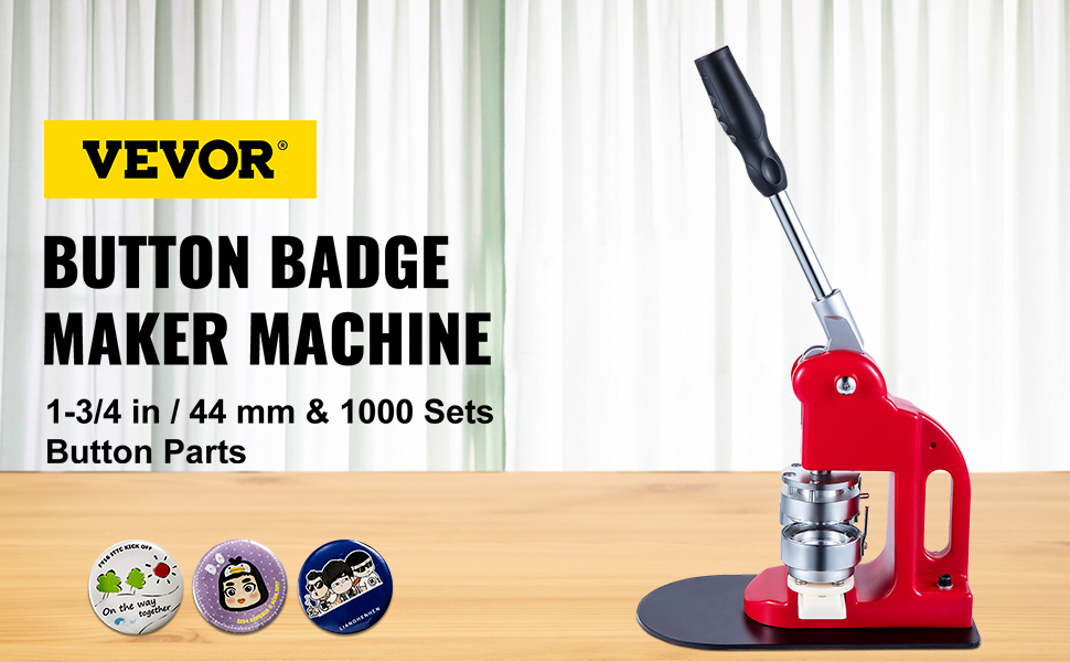500pcs Button Accessories 44mm Red DIY Button Badge Maker Punch Press Machine 