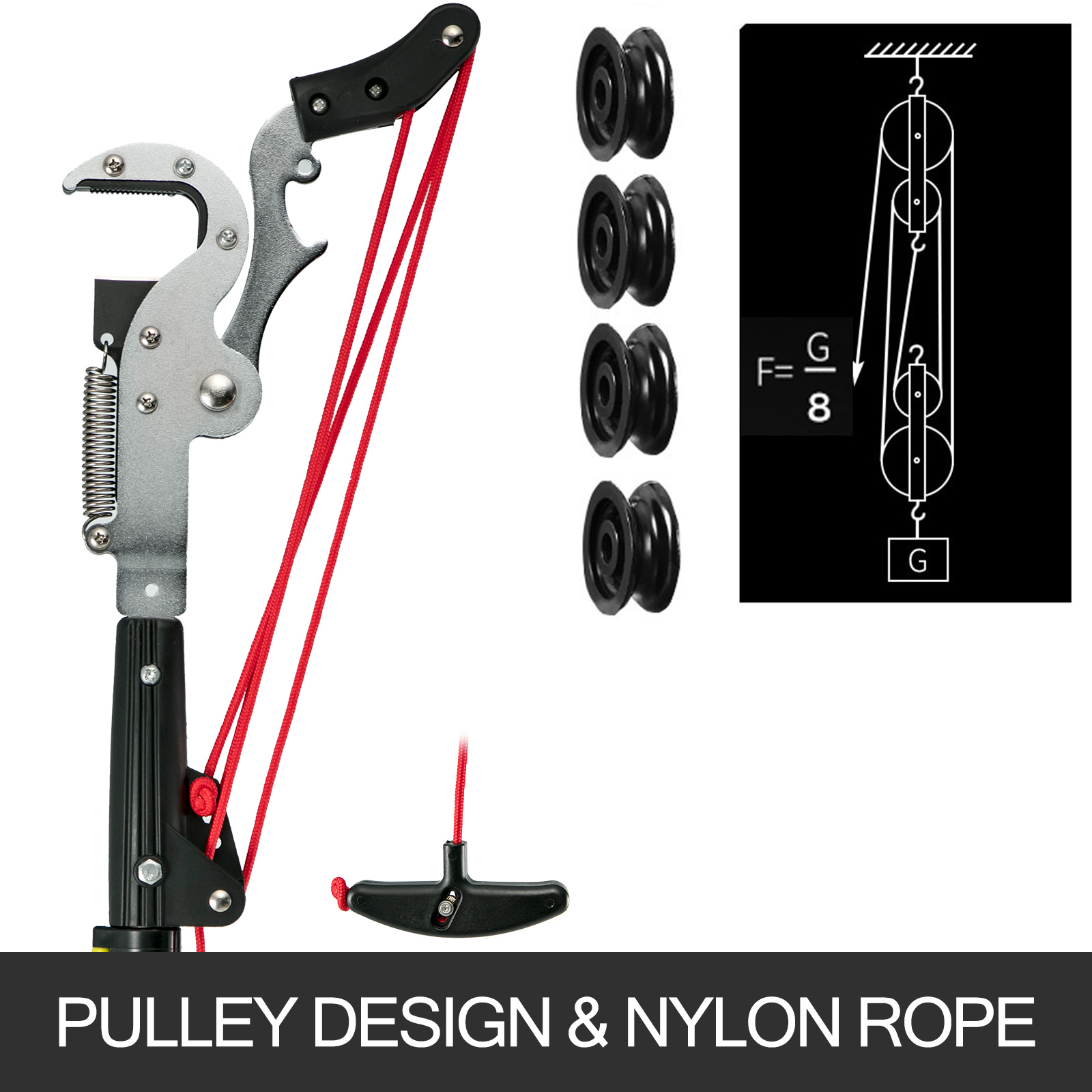 Polea telescópica de trinquete extensible para jardín, tijeras de podar de  mano, tijeras de podar de árbol alto de largo alcance, herramienta de corte