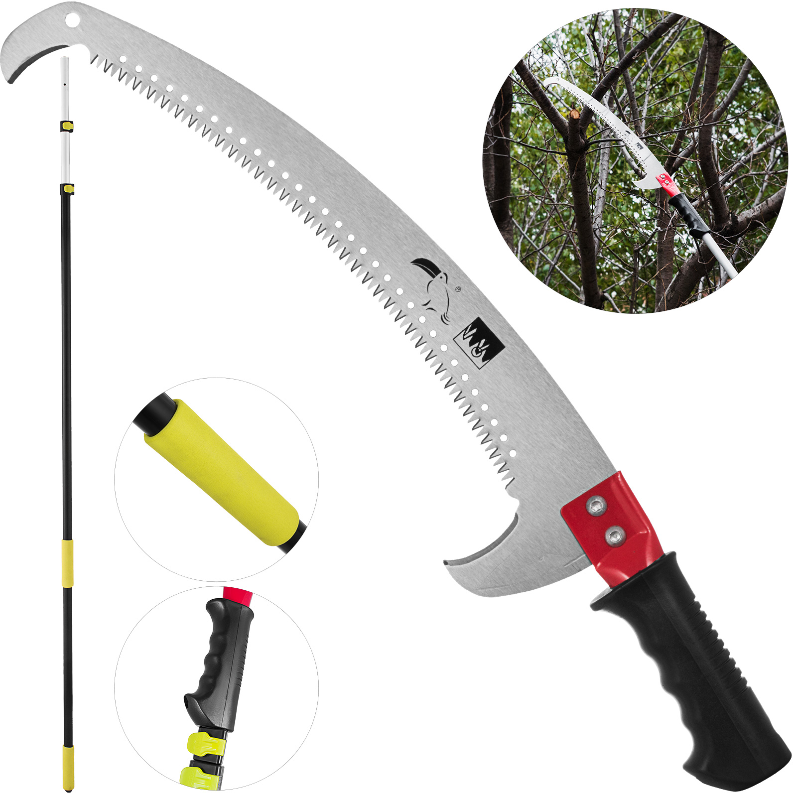Pro Extendable Tree Pruner Branch Scissors with Saw Ropes Garden Cutting Tool US 