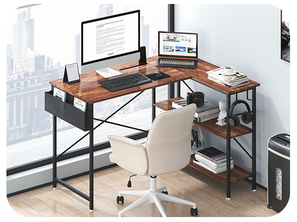 Escritorio de computadora de estilo simple ergonómico, estable  de madera, mesa de computadora portátil, escritorio de estudio con estante  de almacenamiento, escritorio de trabajo de oficina, estación : Hogar y  Cocina