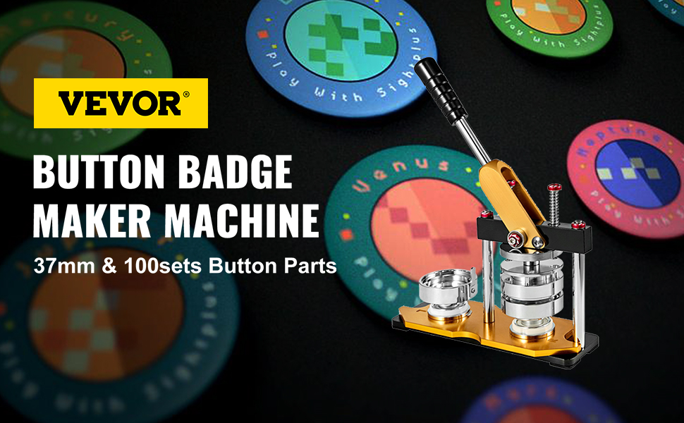 HTVRONT 1.45'' 37mm Button Badge Parts Supplies for Button Maker Machine  100 Set