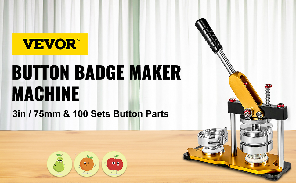 3 PHOTO Button Making Kit - Machine, Graphic Punch, 500 Magnet Parts