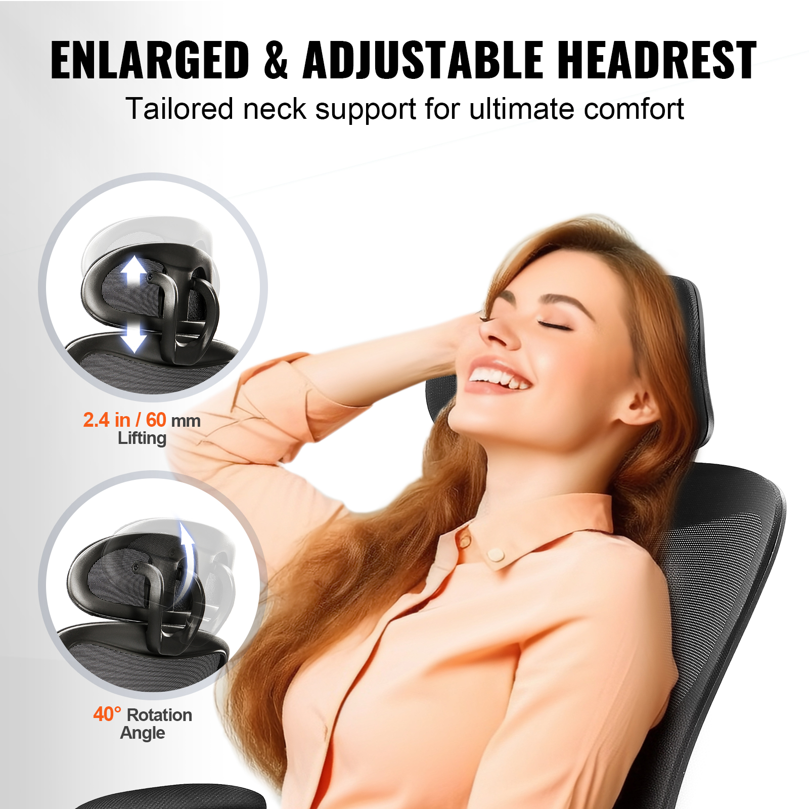 Ergonomic Office Chair Mesh Office Chair Back Lumbar and Head Support - Picture 7 of 38