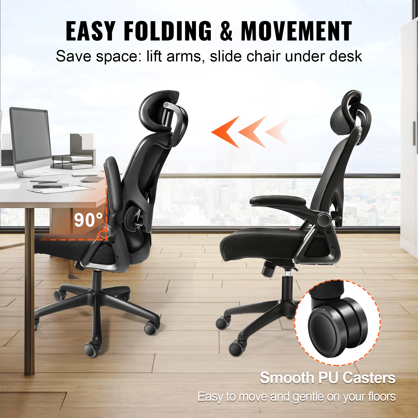 Ergonomic Office Chair Mesh Office Chair Back Lumbar and Head Support - Picture 8 of 38