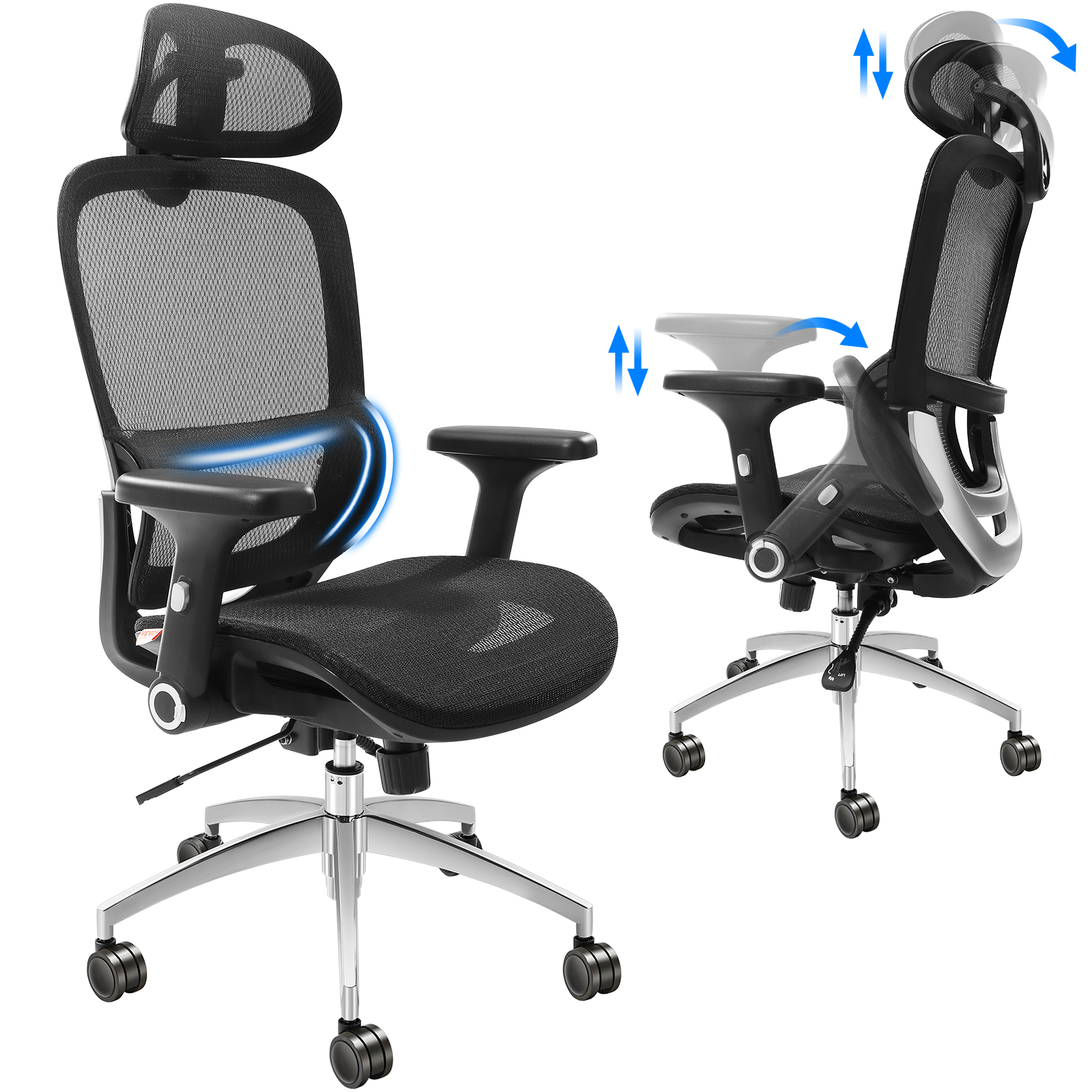 Ergonomic Office Chair Mesh Office Chair Back Lumbar and Head Support - Picture 15 of 38