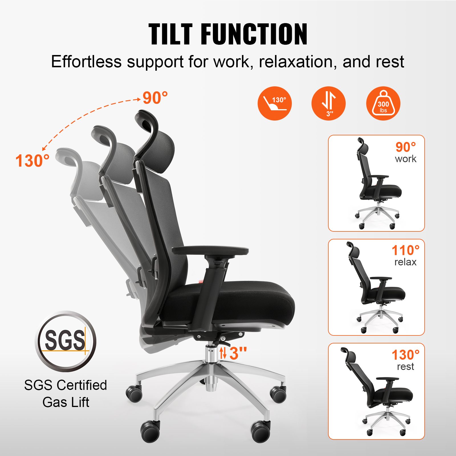 Ergonomic Office Chair Mesh Office Chair Back Lumbar and Head Support - Picture 30 of 38
