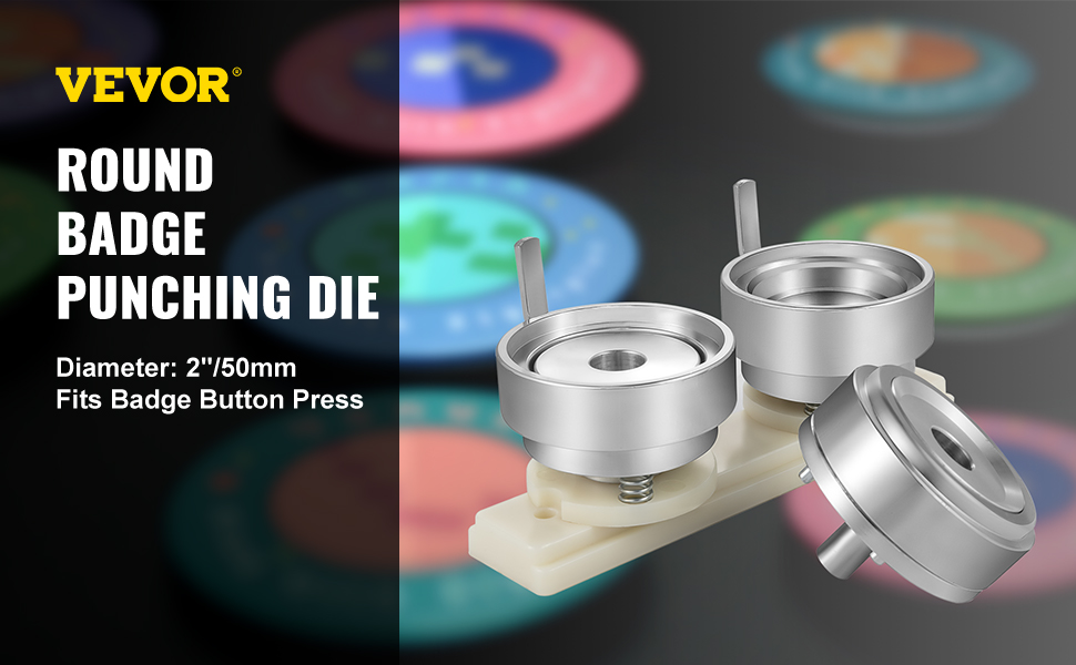 VEVOR Набори штампів для кнопок для розміру 50 мм Abs DIY машина для виготовлення кнопок з алюмінієвого сплаву Кнопка для кнопок Прес для кнопок Badgemaker