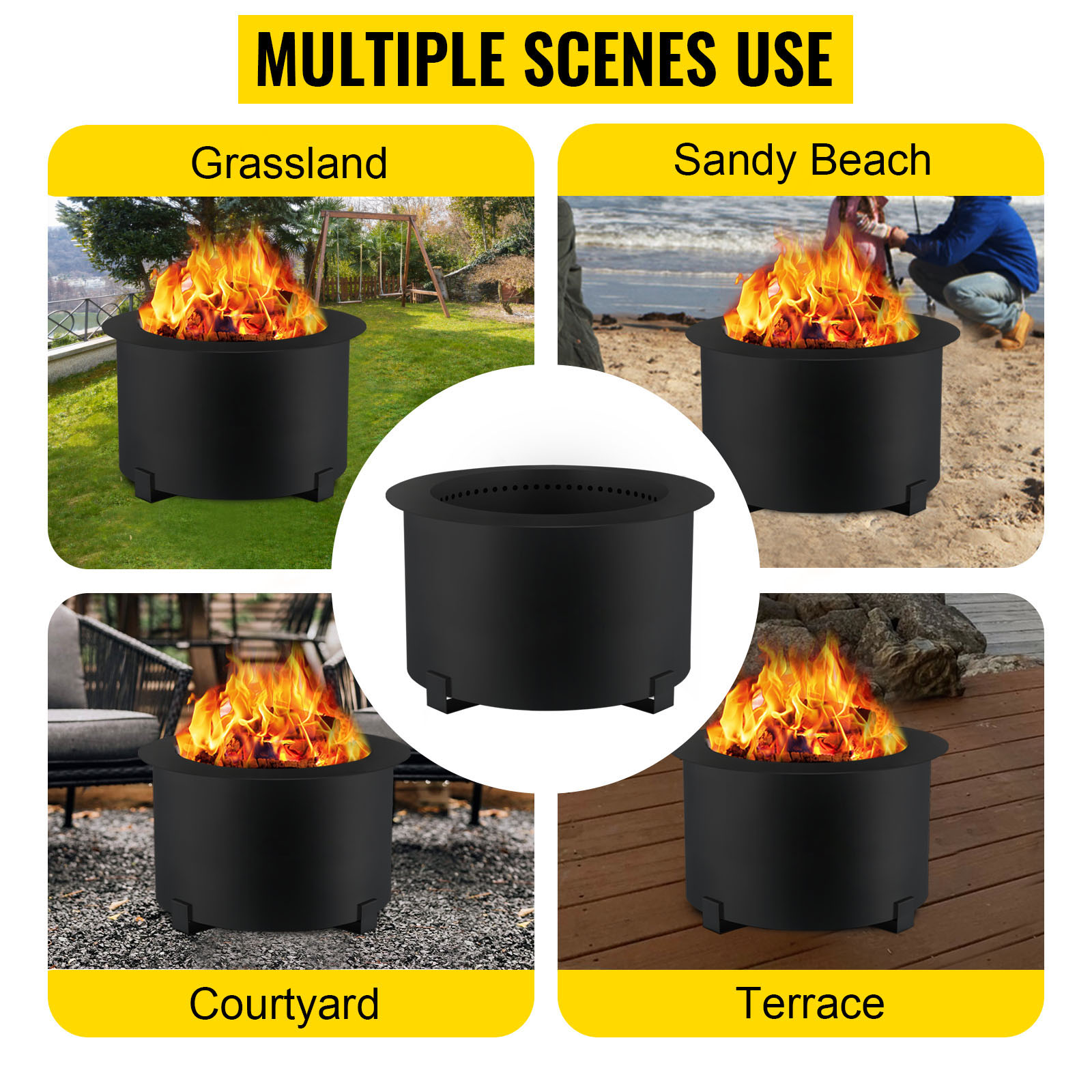 Fire Pit Stove Bonfire,Carbon Steel,Smokeless