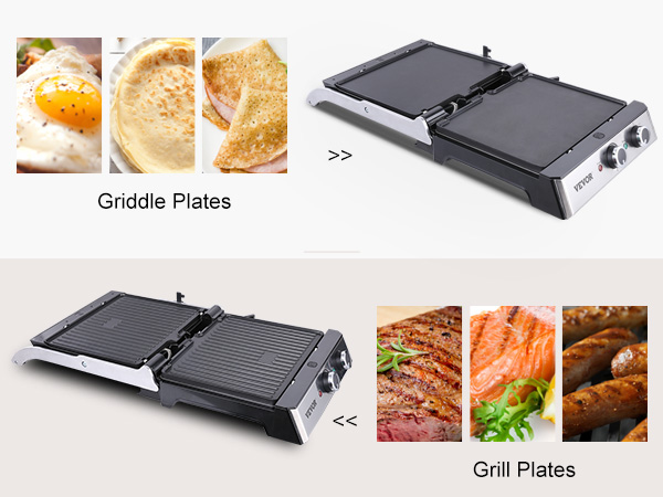  PROMOTOR 14 Electric Countertop Griddle Grill Stainless Steel  Commercial Restaurant Teppanyaki Grill Adjustable Temp Control 1500W  Non-Stick : Home & Kitchen