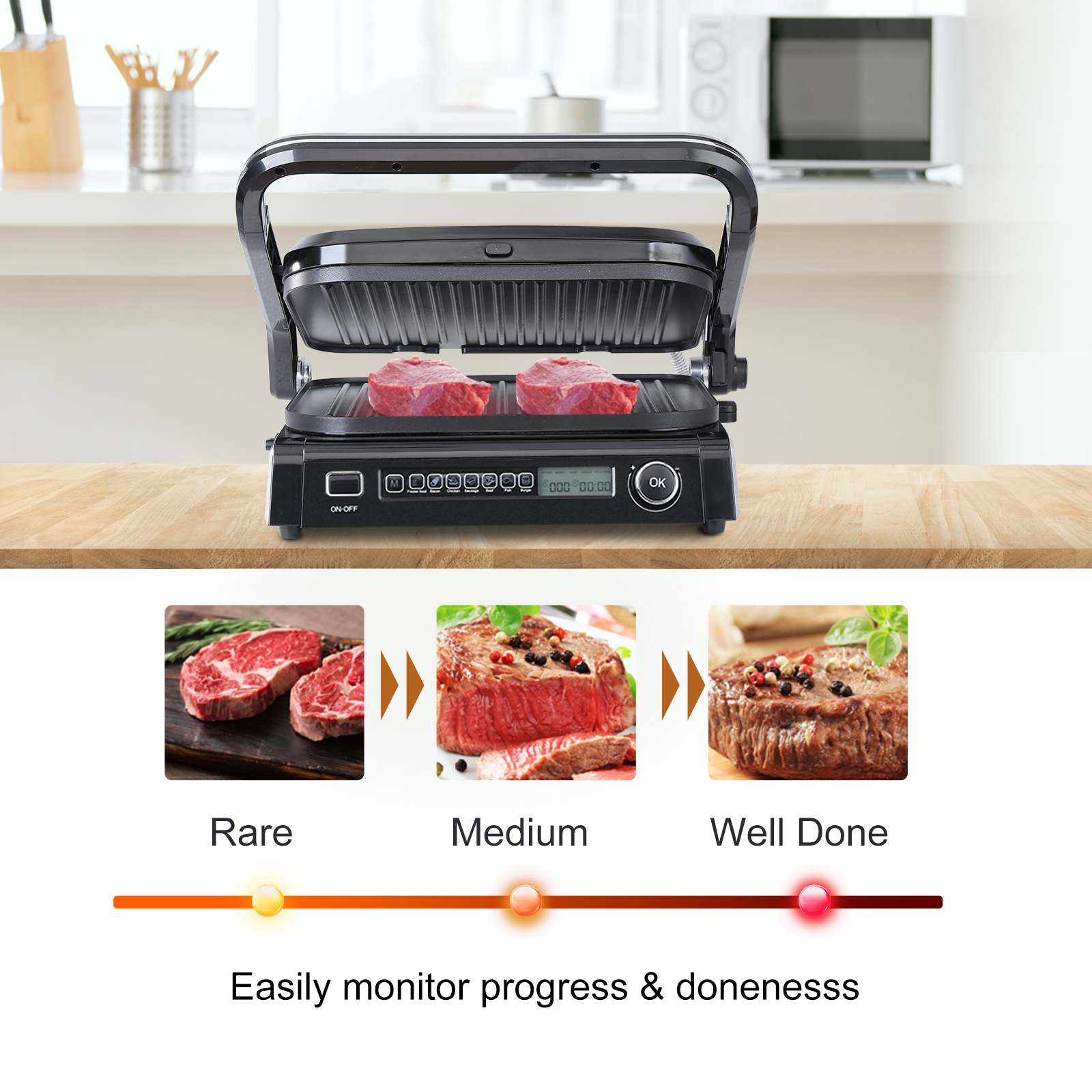Premium Indoor Electric Grill, Smokeless BBQ, Multi-Purpose Countertop  Griddle