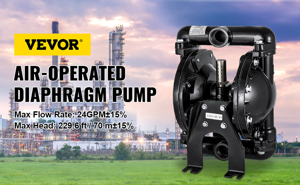 Double Diaphragm Pump, Air-Operated, 35 GPM