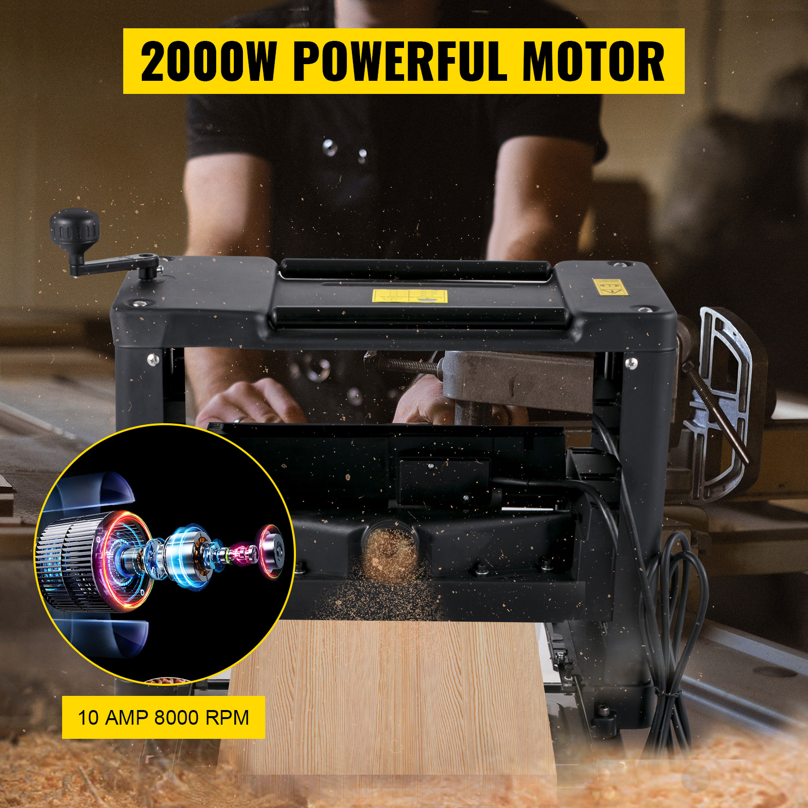 thumbnail image 2 of VEVOR Thickness Planer, Three-Blade, 13-Inch Width Martinique 2 of 13