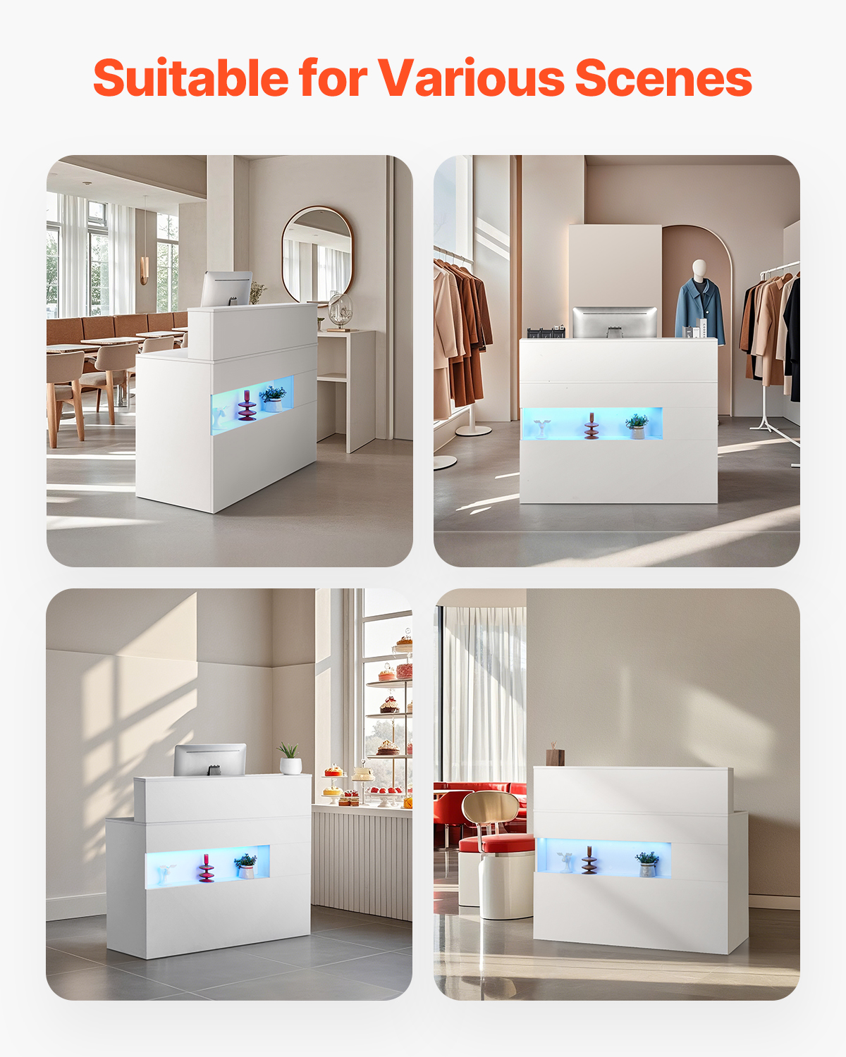 Reception Desk Rectangular Front Counter Table