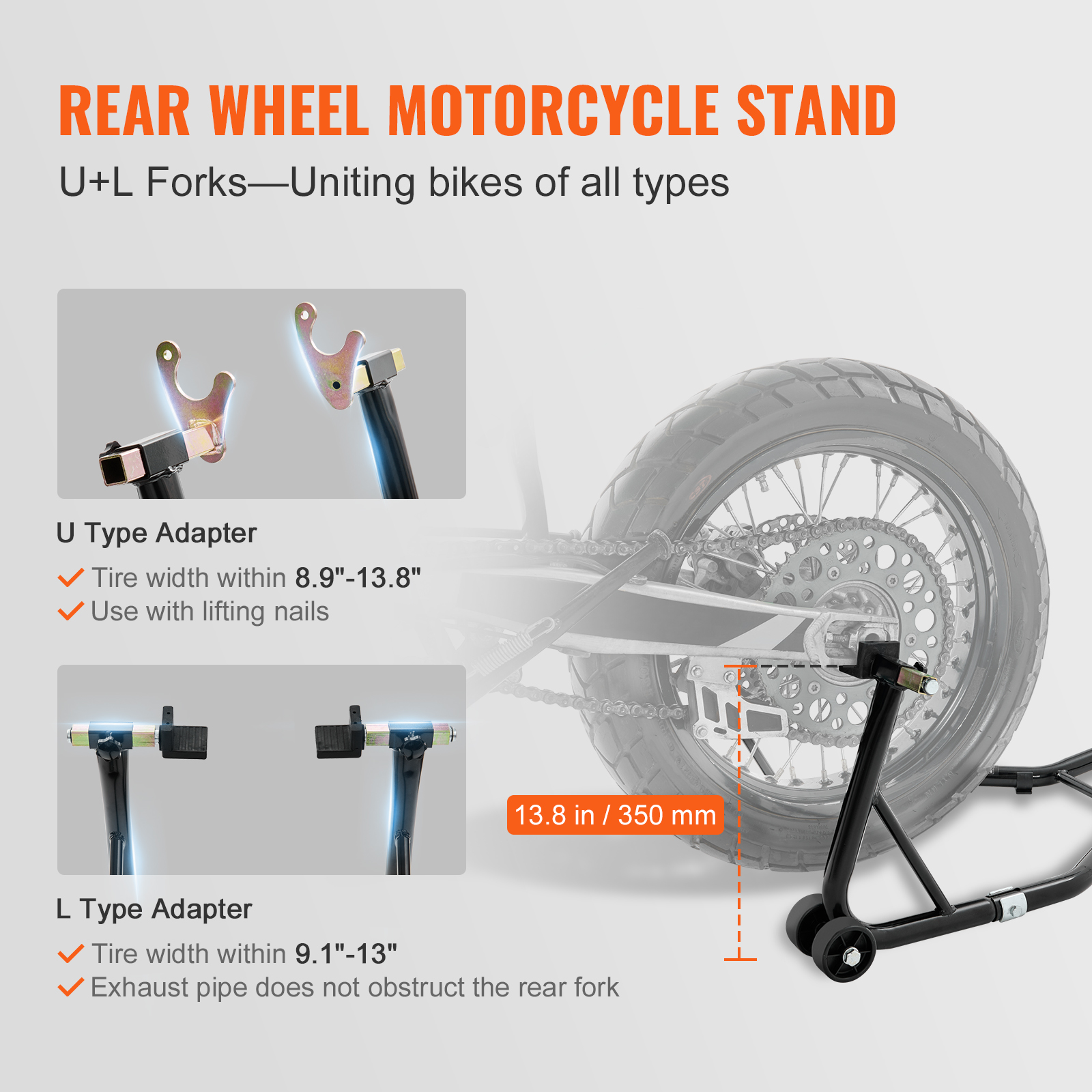 VEVOR motorcycle stand mounting stand 390kg motorcycle stand set front