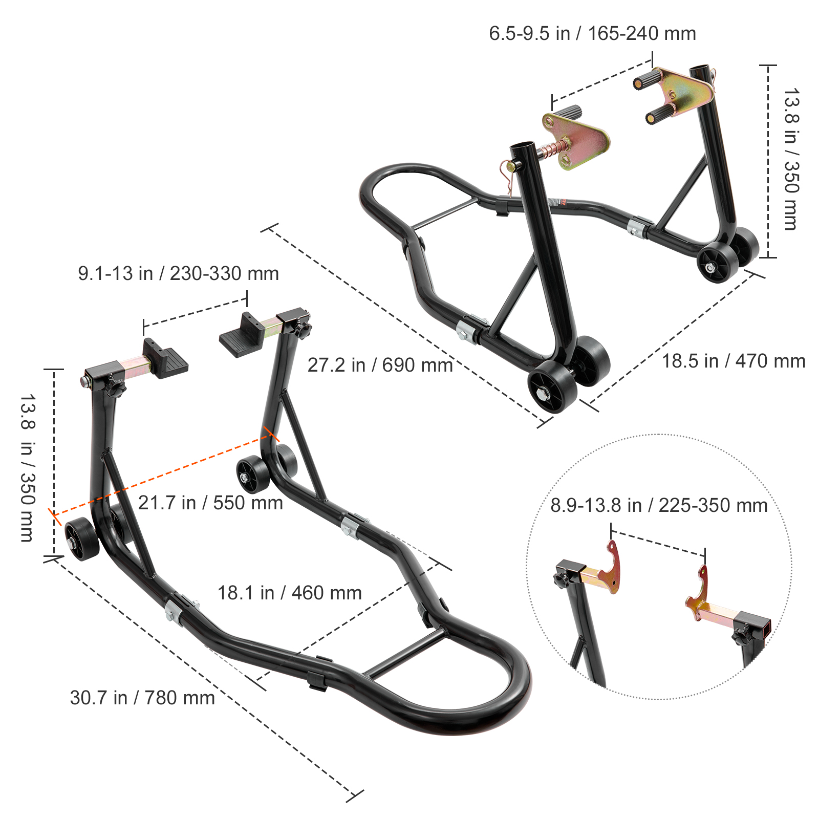 VEVOR motorcycle stand mounting stand 390kg motorcycle stand set front