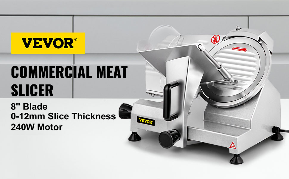 VEVORbrand Commercial Meat Slicer,10 inch Electric Food Slicer 240W Frozen  Meat Deli Slicer Semi-Auto Meat Slicer for Commercial and Home use
