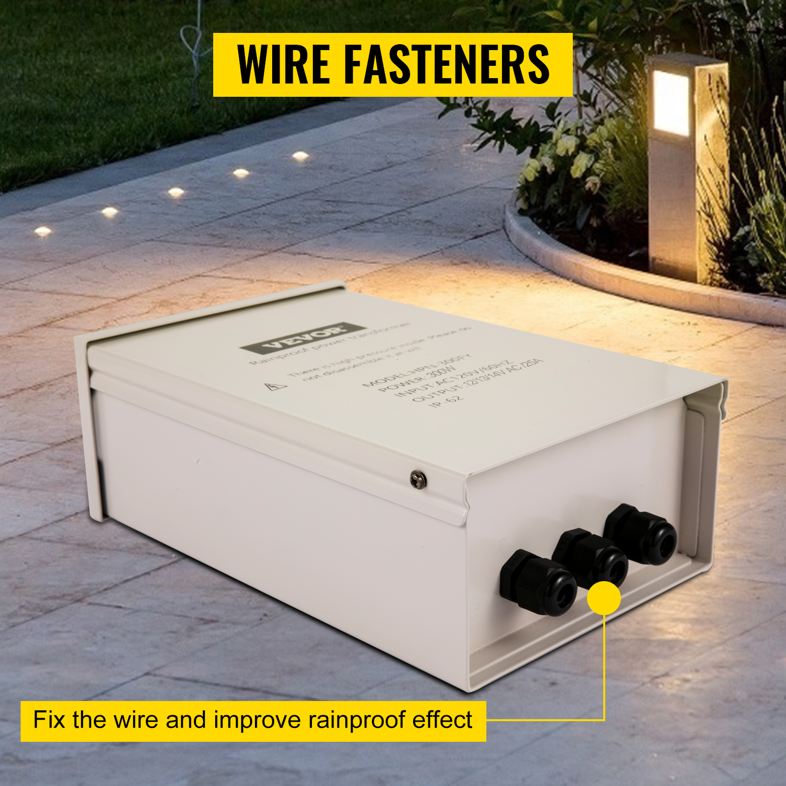 VEVOR Pool Light Transformer, 300 Watt Outdoor Landscape Lighting Transformer, Multi-Tap 12/13/14V AC Pool Light Transformer, Pool/Spa/Landscape Lighting, Path Light, LED Compatible, Weatherproof