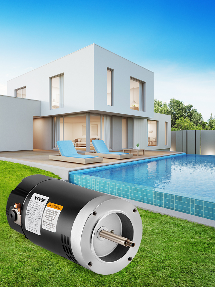 VEVOR Pool Motor, 2 HP, 3484 RPM, 1 Speed, 230/115 Volts, 10.13/20 Amps, 1.1 Service Factor, 56J