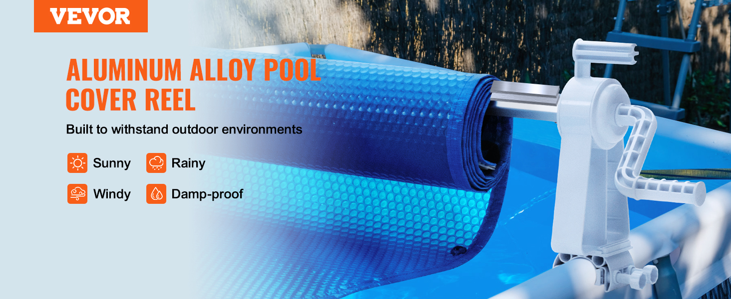 VEVOR Pool Cover Reel, Aluminum Solar Cover Reel 20 ft, Above