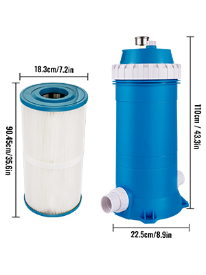 VEVOR Pool Cartridge Filter, 150Sq. Ft Filter Area Inground Pool Filter,Above Ground Swimming Pool Cartridge Filter System w/Polyester Cartridge,Corrosion-proof,Auto Pressure Relieve,2 Unions Included